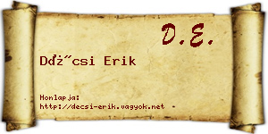 Décsi Erik névjegykártya