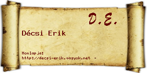 Décsi Erik névjegykártya